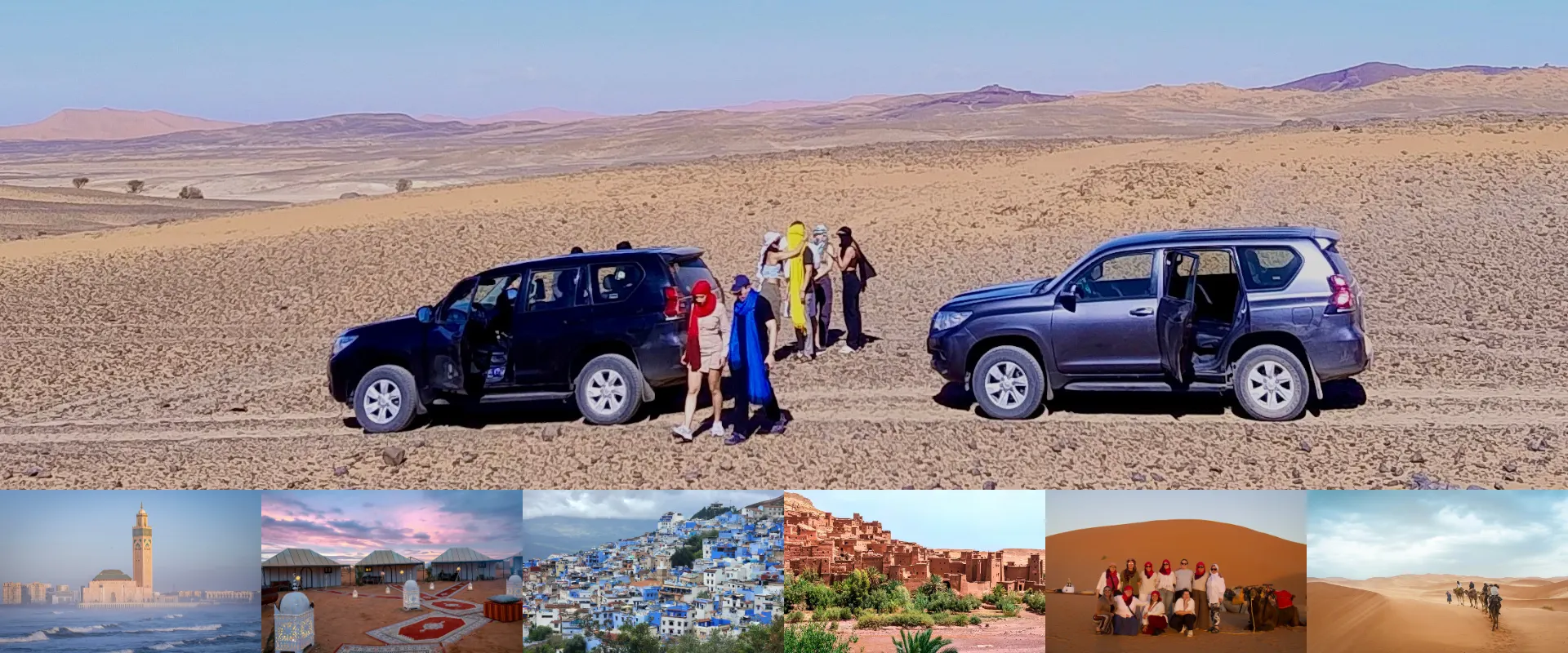 Private 10 Day Morocco Itinerary From Casablanca featuring Casablanca, Chefchaouen, Fes, the Sahara Desert, Ait Ben Haddou, and Marrakech.